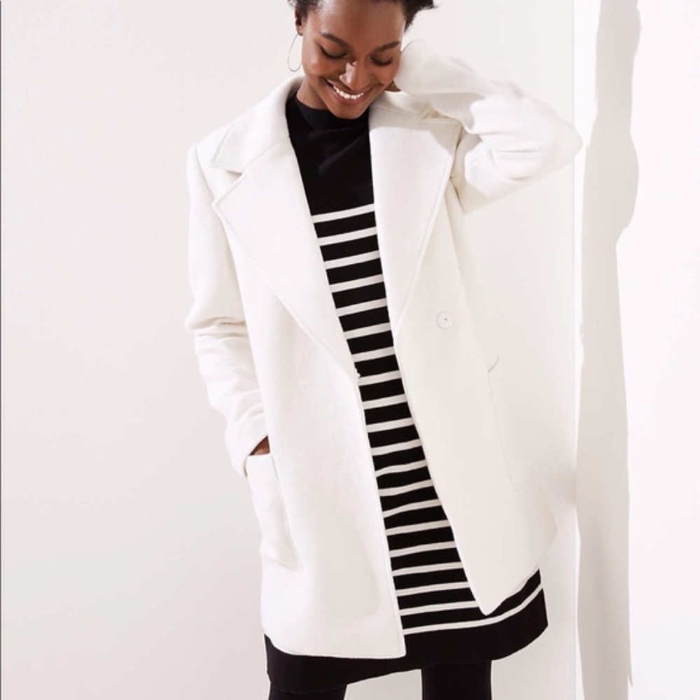 NEW Ann taylor loft belted twill wrap coat wool - Picture 3 of 5